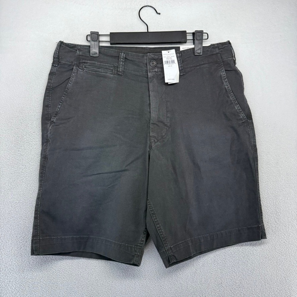 American Eagle Shorts Mens 33 Gray Black Next Level Flex Classic Chino NEW
